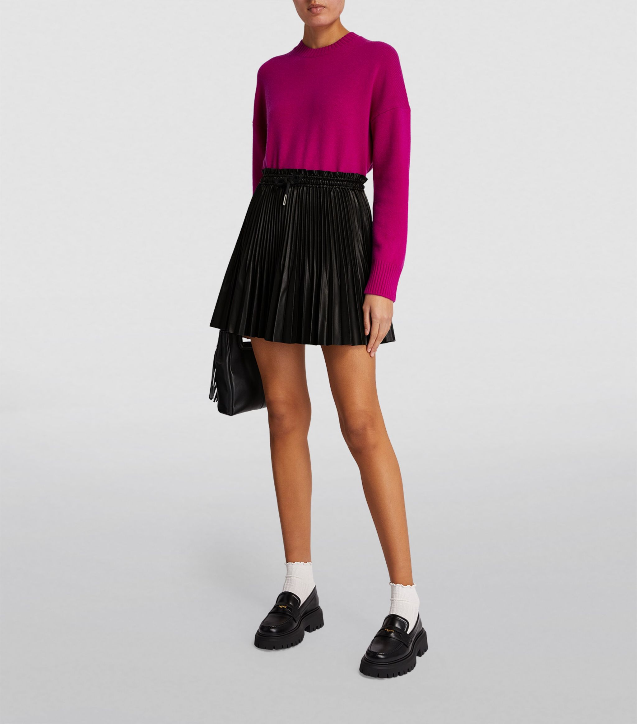 black maje leather pleated mini skirt primary image